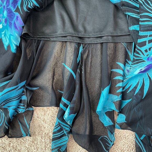 Eva Blue Dress Womens M Blue Floral Tropical Beaded Midi Y2K Whimsygoth Fairy - Picture 12 of 12